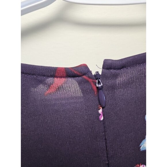 Ann Taylor Floral Dress Size 4 Women's Long Sleeve Fit Flare Stretch Zip Back - Picture 5 of 7